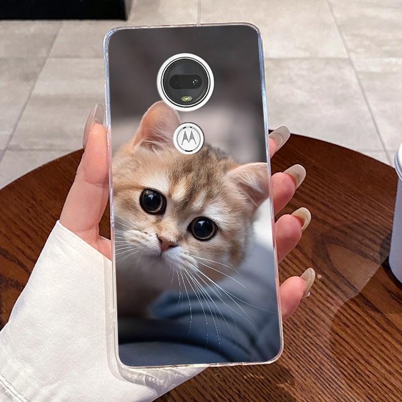 Żelowe Etui Do Motorola Moto G7 Plus/Moto G7 Play /Moto G7 Power Fundas Przezroczyste Silikonowe Miękkie TPU Pokrowiec Uroczy Kot Ochronne Etui