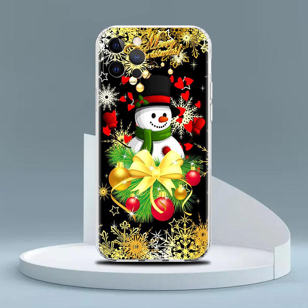 Cartoon Snowman Christmas Clear Case For Apple iPhone 13 11 14 12 Pro 7 8 Plus XR X XS Max 6 6S 13Pro Silicone Phone Cover