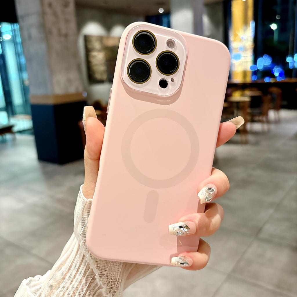 Liquid Silicone Magnetic For Magsafe Phone Case For iPhone 16 15 14 13 12 11 Pro Max Plus Crystal Lens Protect Soft Cover
