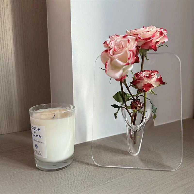 Creativity Art Photo Frame Vase Acrylic Desktop Plant Holder Aquatic Flower Arranger Hydroponic Flower Arrangement Home Decor