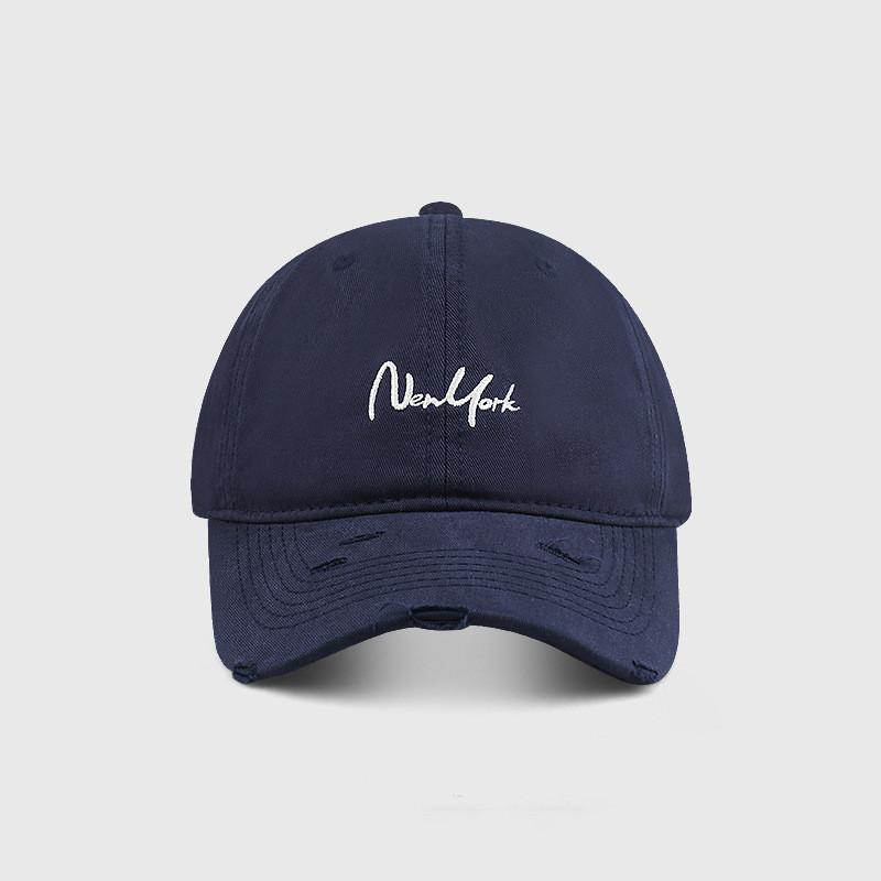 Cotton Baseball Cap With Embroidered Letters And Wide Brim For Sun Protection