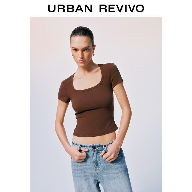 UR2026 Women s U-Neck Backless Slim Fit T-Shirt XL