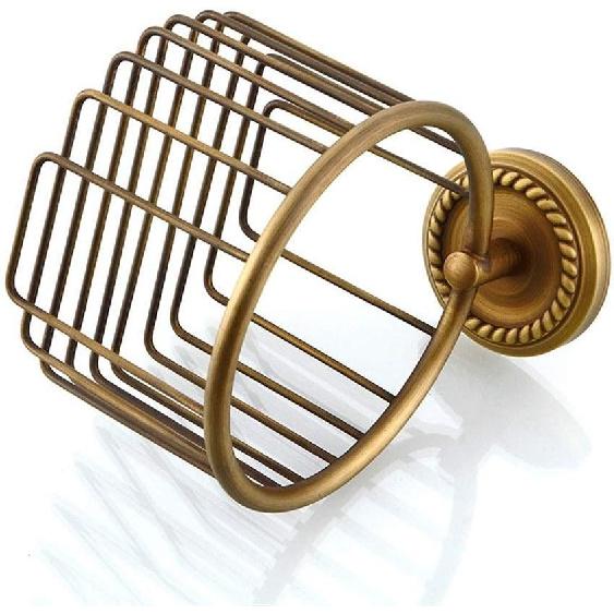 Toilet Roll Holder,Toilet Paper Holder Wall Mounted Vintage Brass Roll Tissue Wire Basket Dispenser Tissue Paper Roll Holder for Bathroom Storage,