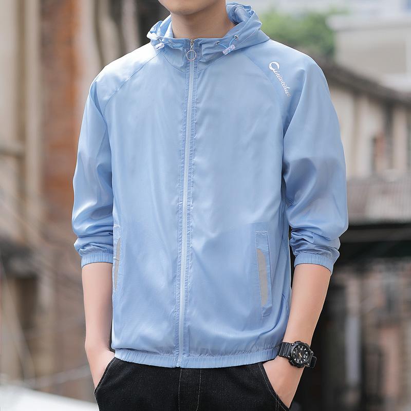 Sunscreen Clothing Men's Summer Thin Breathable UV Protection Hooded Fishing Sunscreen Clothing Casual Ice Silk Couple Jacket
