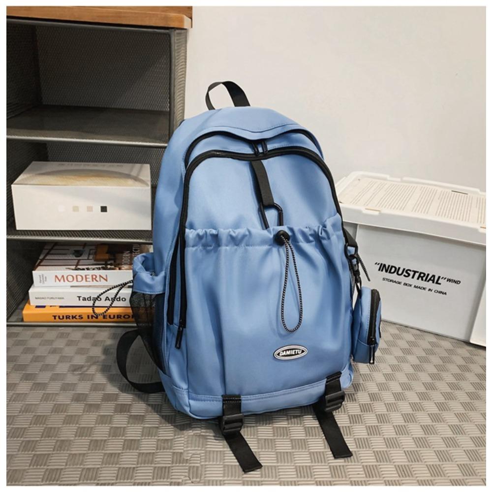 Casual backpack backpack new large-capacity Japanese and Korean boys college students solid color schoolbag