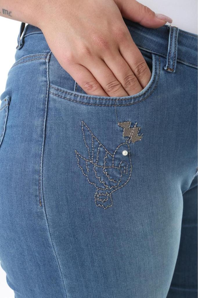 Damenmode Übergröße Shorts & Bermudas Plus Size Jeans Capri mit Schlitz (Taschen- und Stickereidetail)