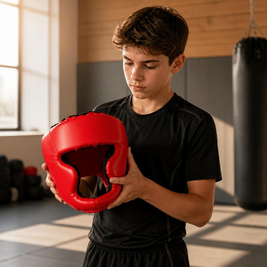 Padded Boxing Headgear Shock-Absorbing Sparring Head Guard Adjustable Guarding