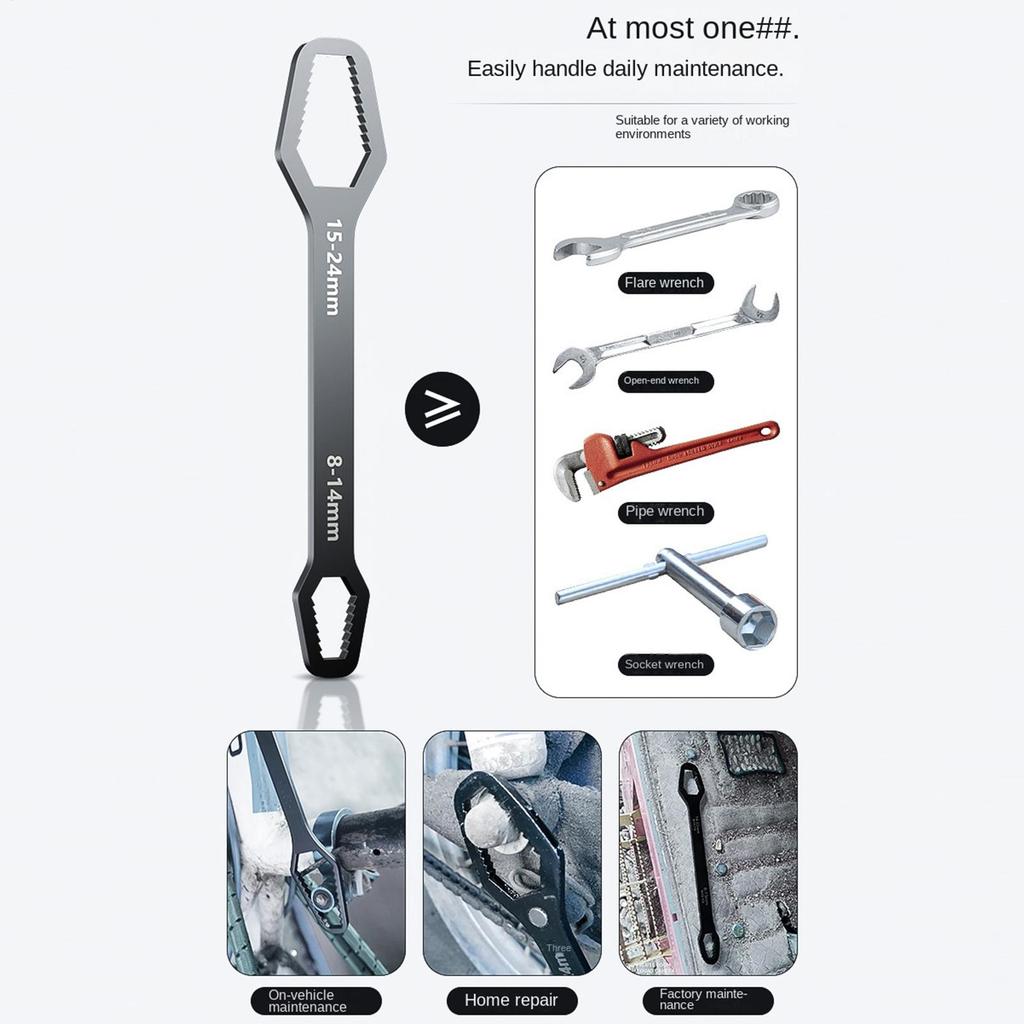 Universal Adjustable Wrench 5 Piece Universal Chrome Vanadium Steel Portable Double Ended Self-Tightening Lazy Wrench Set For