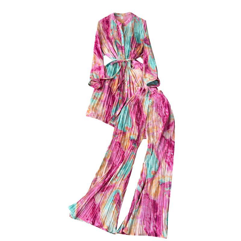 Fashion Wind Lace-up Waist-Controlled Casual Wide-Leg Trousers Tops