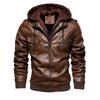 European and American foreign single autumn and winter clothing WISH men's leather jacket men's PU leather hooded leather jacket two-piece set
