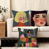 Illustrations of My Quirky Self Cushion Cover Silky Short Plush Home Sofa Cushion Cover - Invisible Zipper Home Decoration