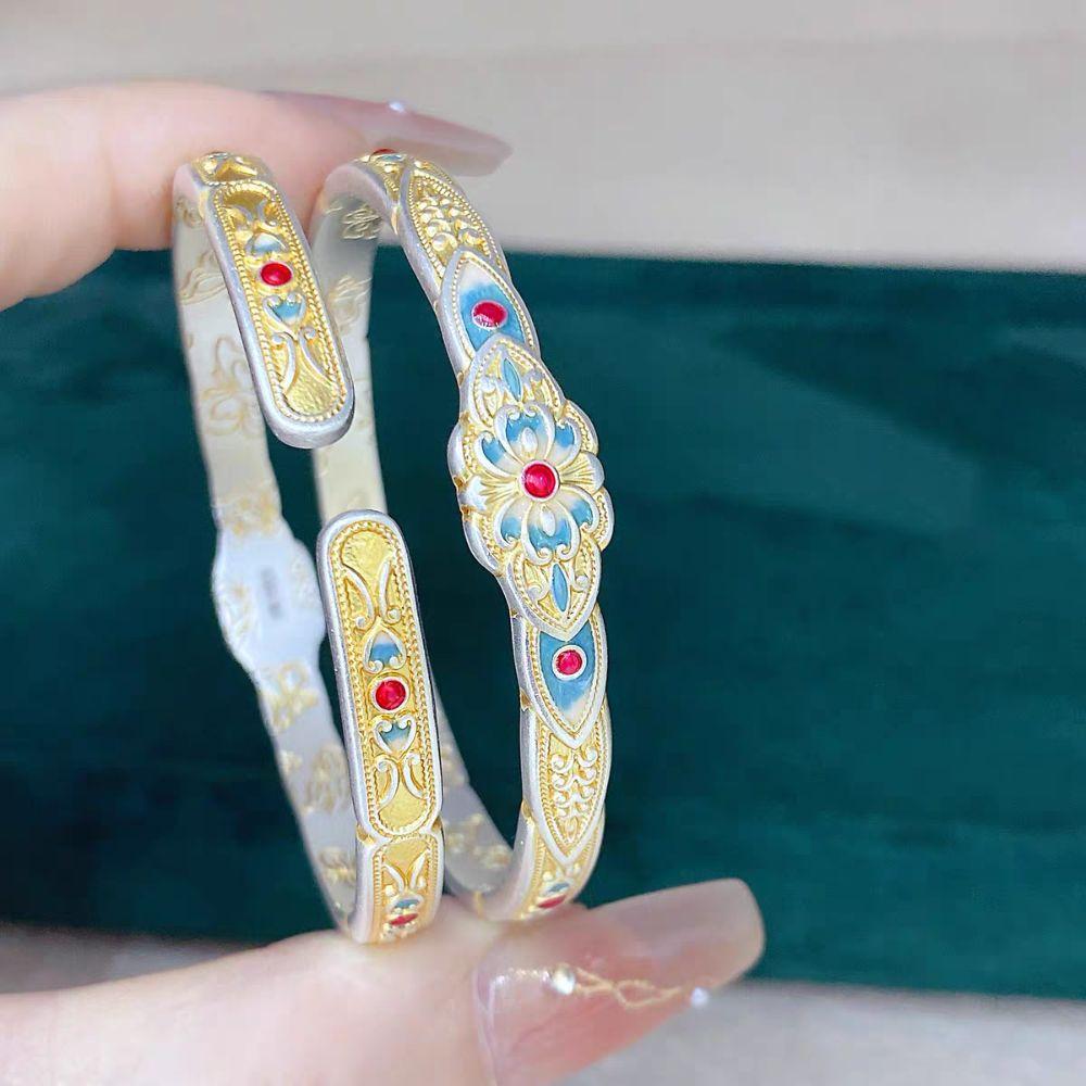 Hand Jewelry New Chinese Style Bracelet Decoration Retro Opening Hand Ring  Women