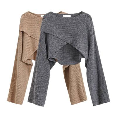 Short Knitted Sweater Women's Autumn Korean Version of The Umbilical Knitted Blouse