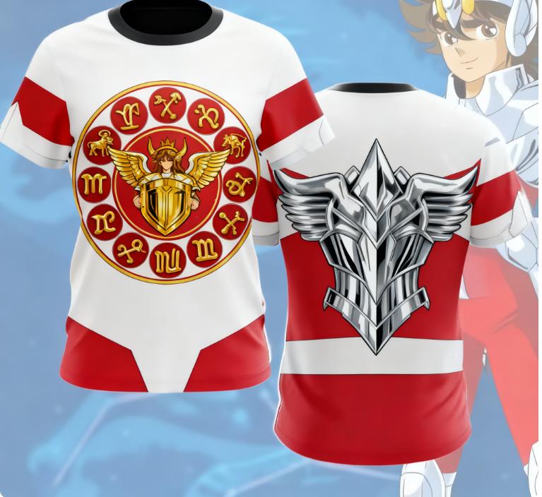 Anime Saint Seiya Pegasus Cosplay 3D Children's T-Shirt Fashion Cool Daily Unisex T Shirt Street Personality Y2k Tops Summer Clothing
