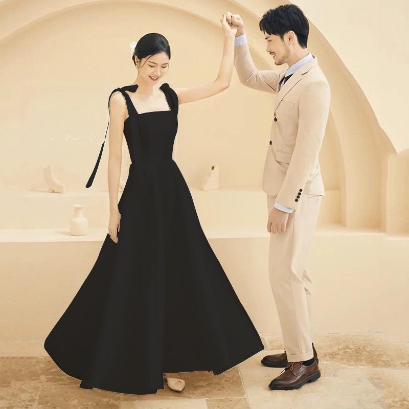 2025 Simple Forest Style Satin Spaghetti Strap French Wedding Dress