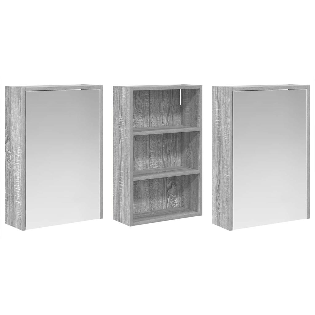 Bathroom Cabinet Set 3 Pcs 126 X 16 X 62.5 Cm Particleboard