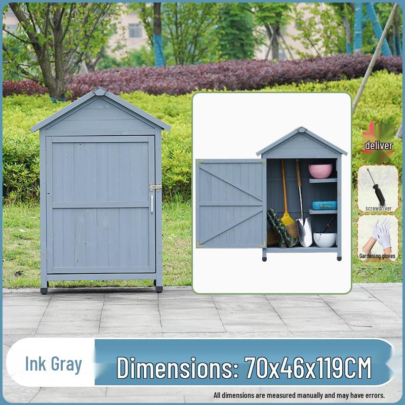 Outdoor Wooden Storage Shed: Anti-corrosion, Waterproof, Sun-Protected Cabinet for Garden, Courtyard, and Balcony.