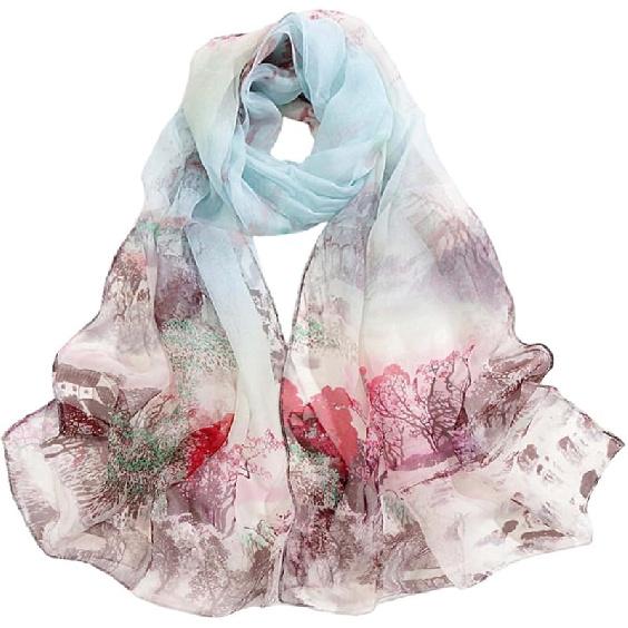 Pokeedioty Women’s Scarf Lightweight Elegant Floral Pattern Scarf Fashion Scarves Sheer Scarfs Shawls Y-apricot