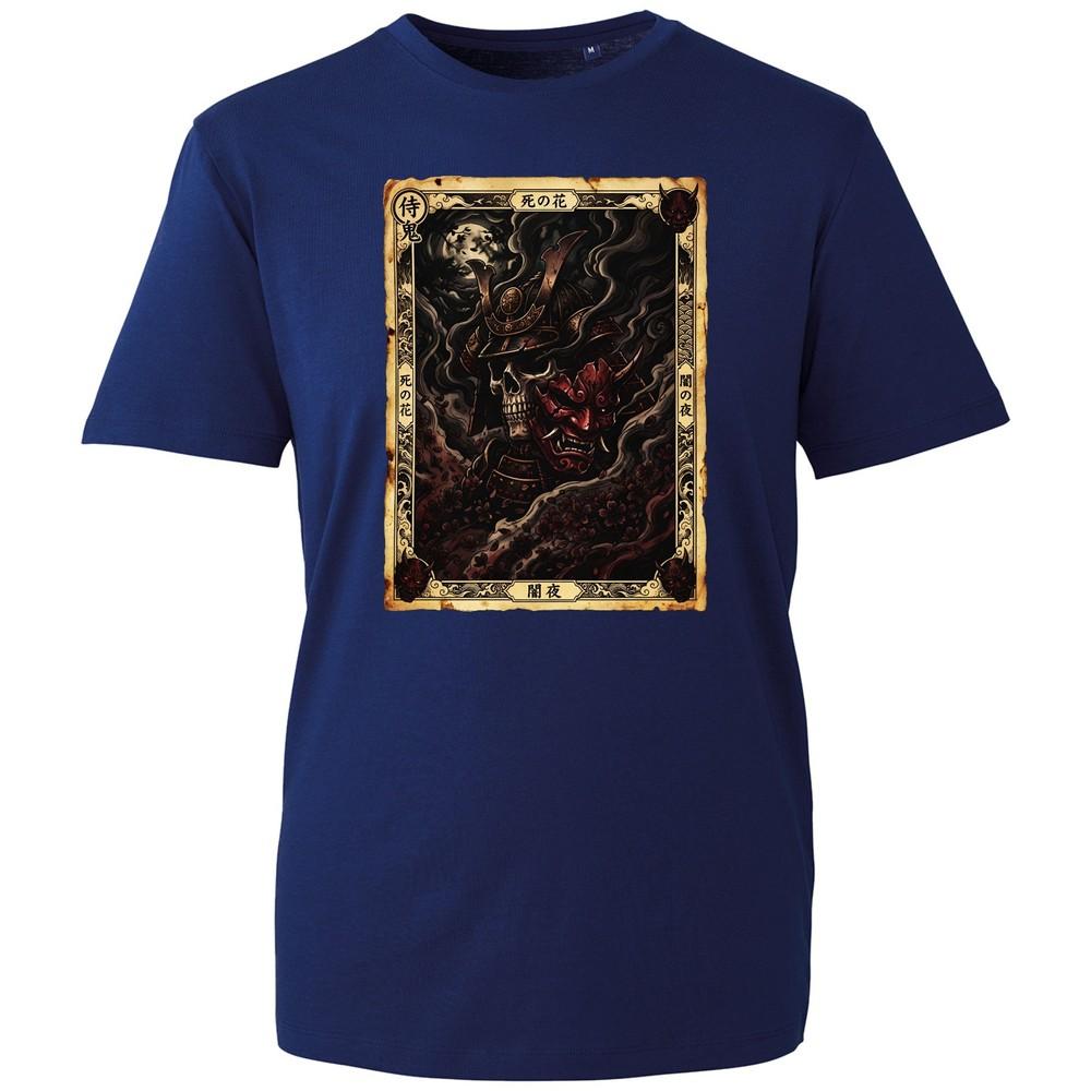 Japanese Samurai Skull T Shirt Gothic Oni Mask Graphic Tee Unisex Black Top New S