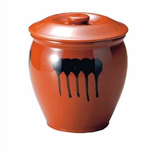 Yamakiikai Beniseigama Pickle Container, Half-Bodied Jar with Lid, Size 8, A6, 3684ao