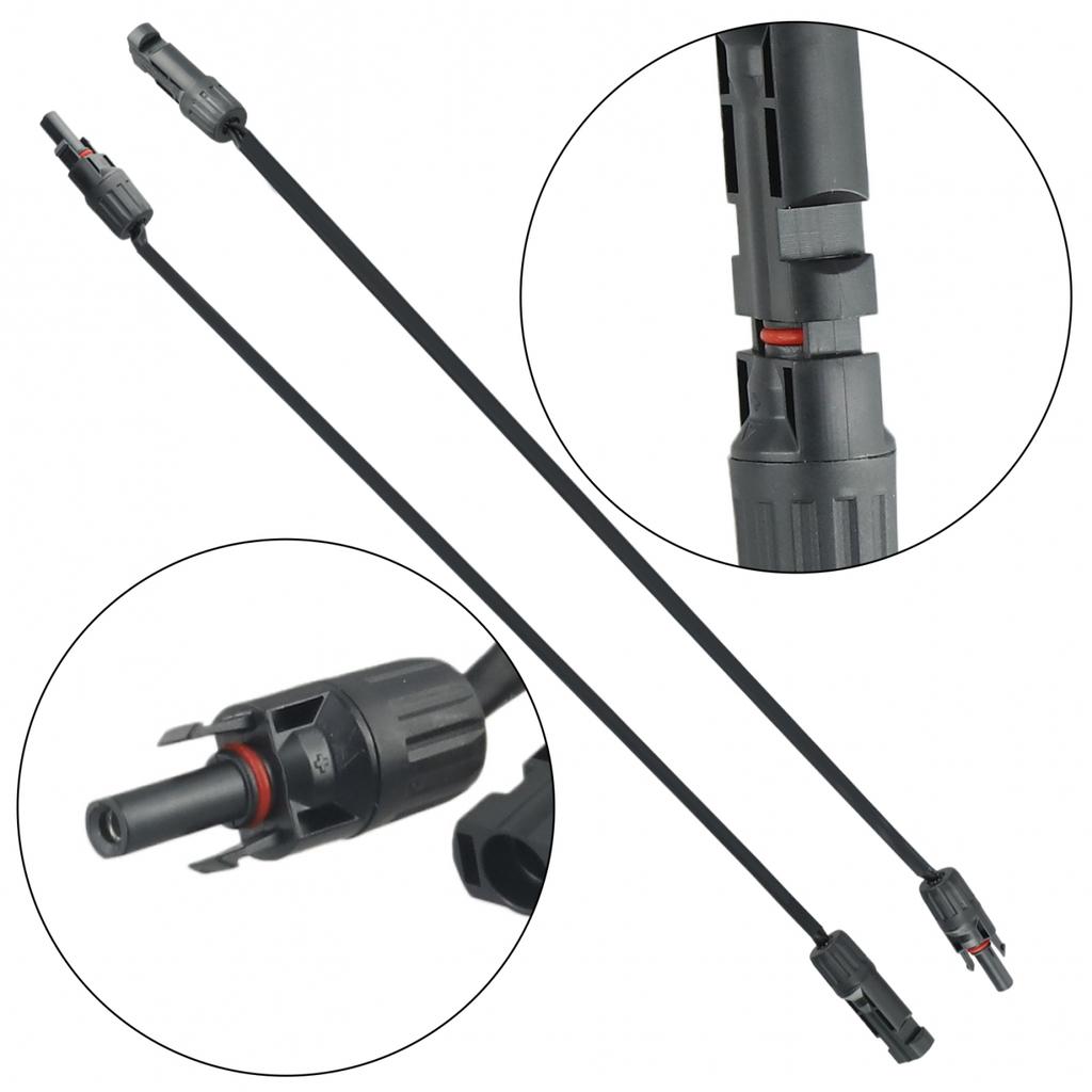 1Pair PV Solar Cable Feedthrough 50cm Cable Copper Flat Connection Cable Balcony