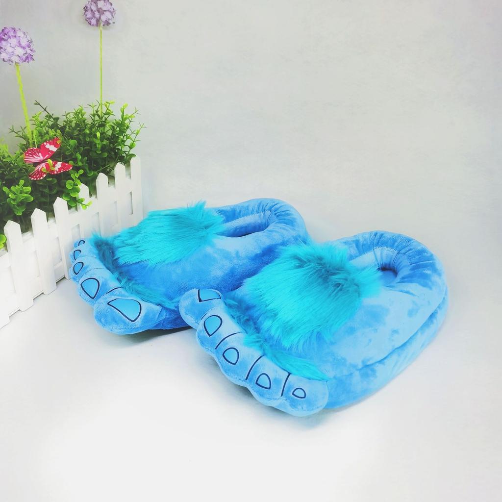 Feerldi New Purple Chunky Fur Slippers Home Indoor Cosplay Shoes big Size Unisex Couples Fluffy Slides Designer Animal Fur Shoes