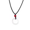 Chenxi, White Jade Bodhi Safety Buckle Ring Necklace Simple Woven Necklace Rope Men's and Women's Black Rope Necklace