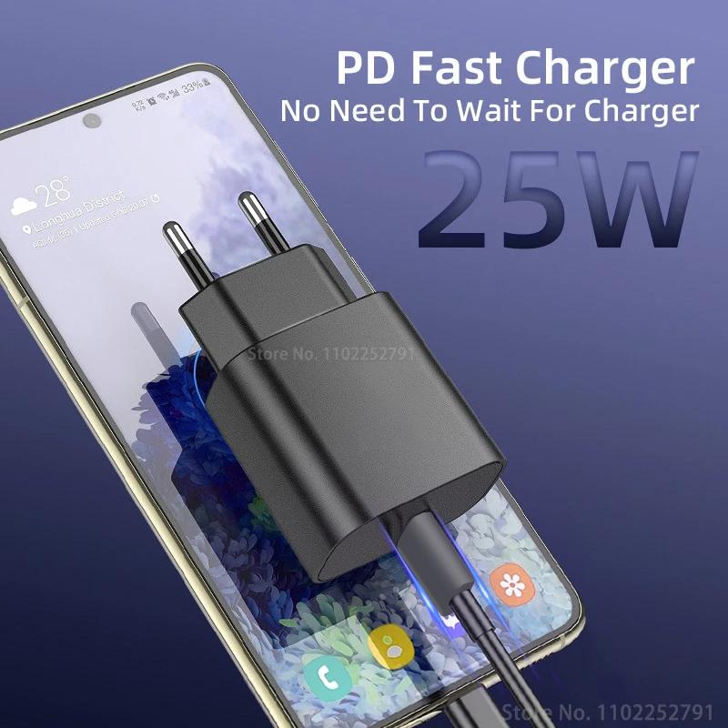 PD 25W Fast Charger For Samsung Galaxy S23 S22 S21 S20 Fe S24 Ultra Plus Fast Charging Cable USB Type C Data Line Phone Charger
