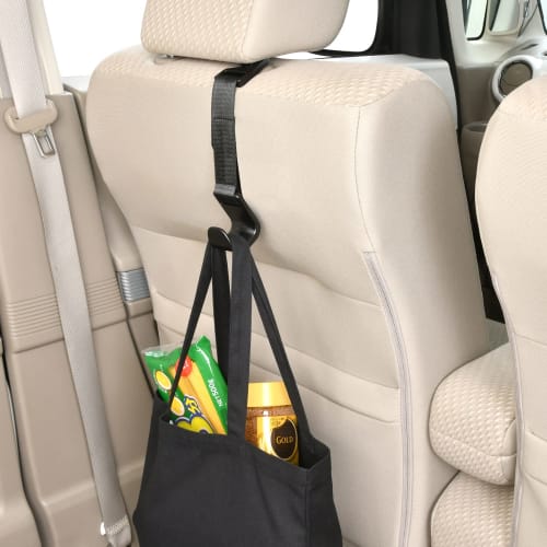 SEIWA Car Supplies Short Seat Hooks, 2 Pieces IMP129 Shopping Hooks, Load Capacity 7Kg, Belt Length Adjustment Function Included