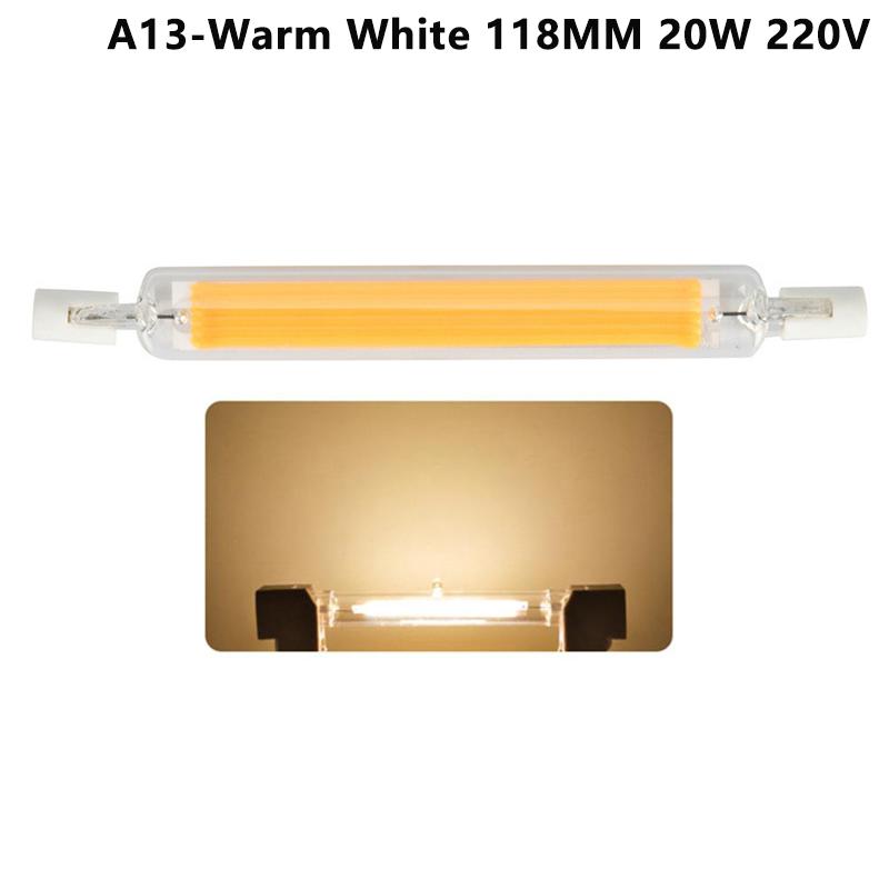 

R7S светодиодная стеклянная трубка Cob лампа 78 мм 118 мм высокой мощности 5/10/20 Вт R7S кукурузная лампа заменяет галогенную лампу переменного тока 110 В 220 В лампы