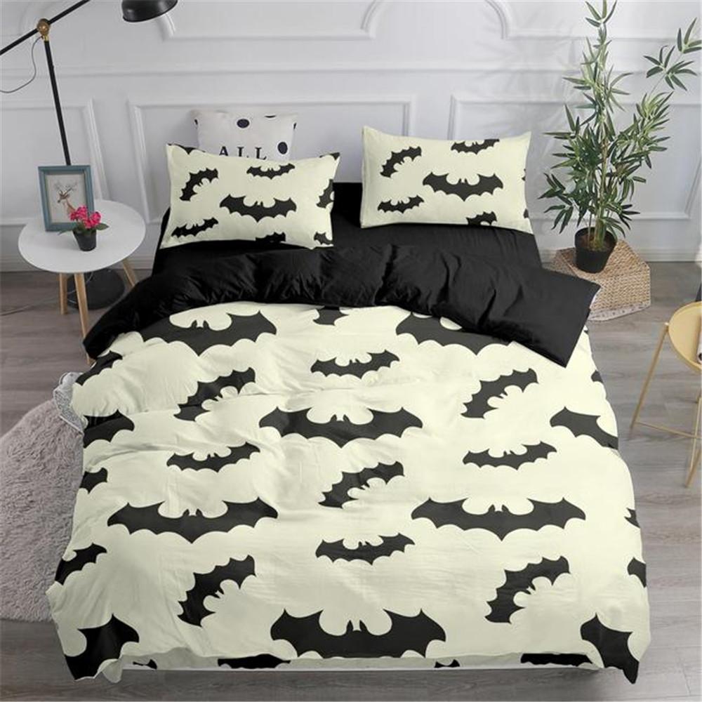 Halloween Duvet Cover Set Flying Vampire Bedding Set Bats Witchcraft Magic Polyester Comforter Cover King Size for Boys Girls
