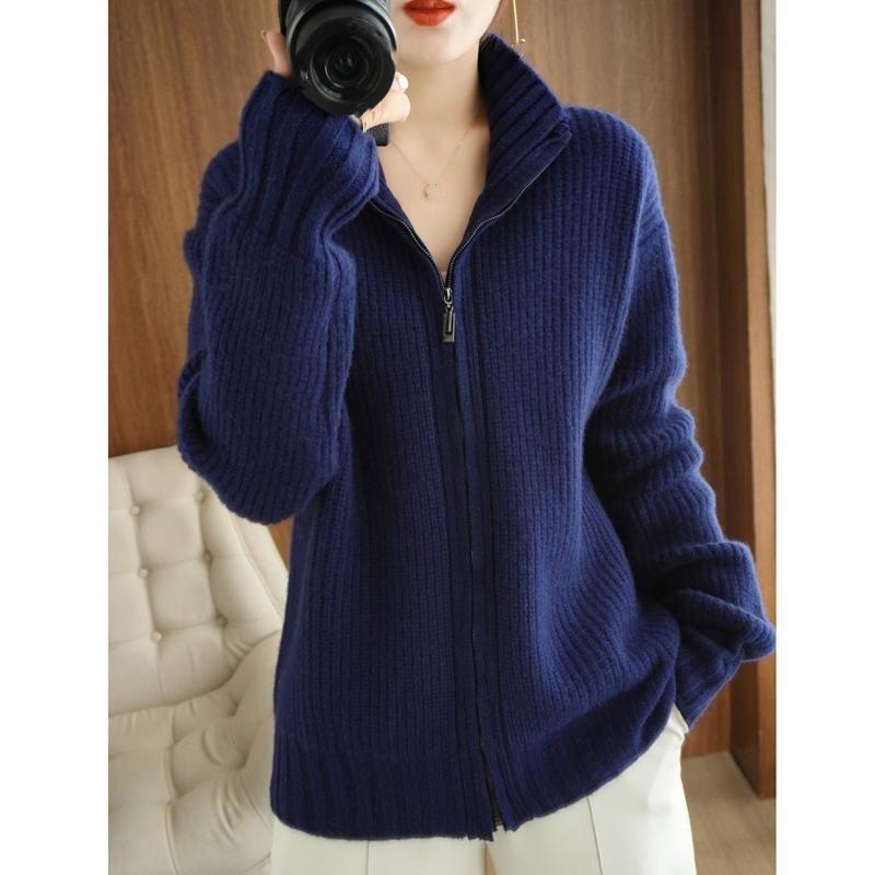 

Осень и Зима Кардиган средней длины Вязаный свитер Свитер Большой размер Ленивый стиль Топ с длинным рукавом Куртка Женская XXXL