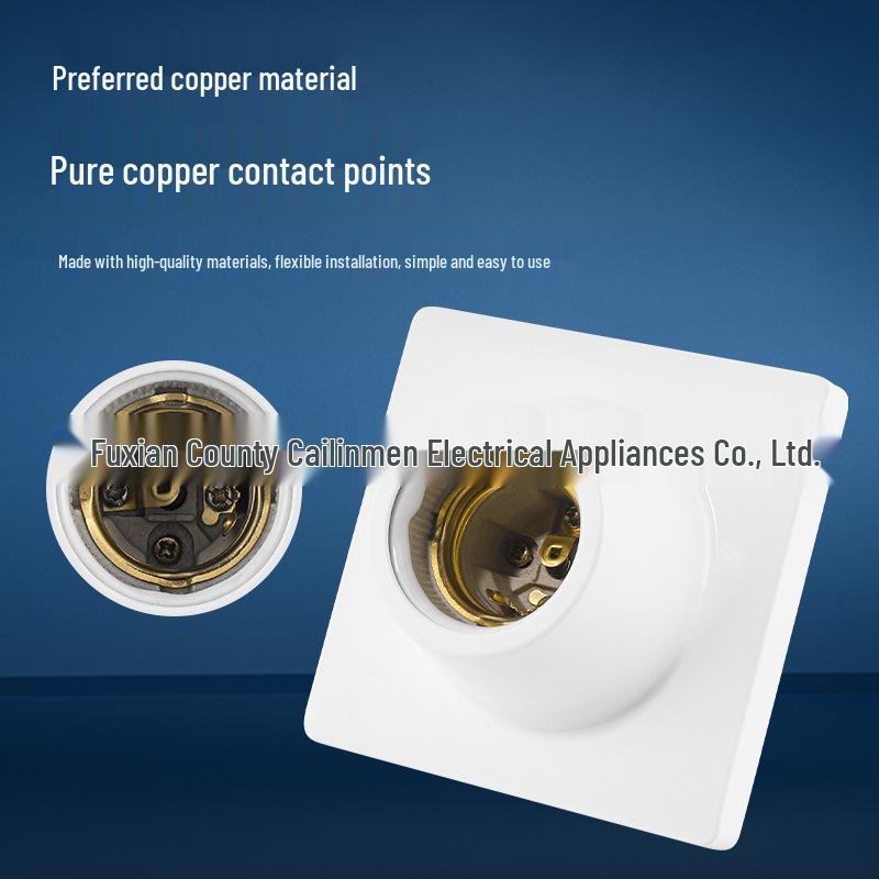 Ceiling-Mount E27 Ceramic Flat Lamp Holder with Screw Base