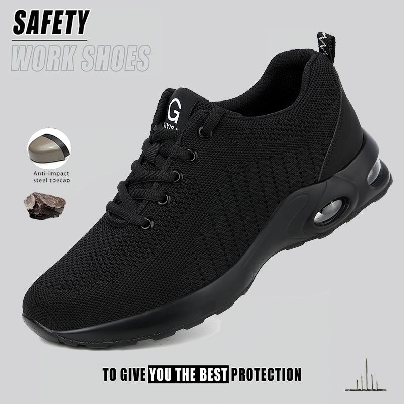 Puncture-Proof Safety Shoes Men Lightweight Air Cushion Work Sneakers Steel Toe Boots Indestructible Shoes Breathable Work Shoes