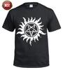 Pentagramm Schwarzes T-Shirt Teufelssymbol Dunkle Kleidung Satanisches Rock Top T-Shirt