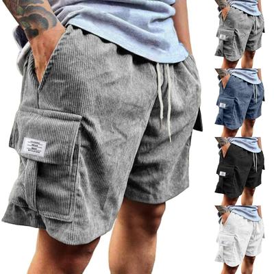 Men's -color Casual Corduroy Loose Five-inch Length Shorts For Men - Comfortable Sports Multi-pocket Work Pants