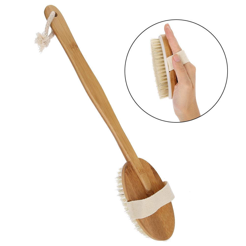 Long Bath Shower Body Brush Bristles Brushing Exfoliating Skin Cleaning Care Brush Massager