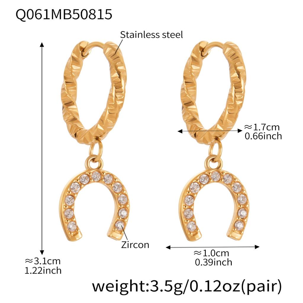 Oumaijia Diamond Horseshoe Buckle Ear Cuffs: Trendy Stainless Steel Earrings