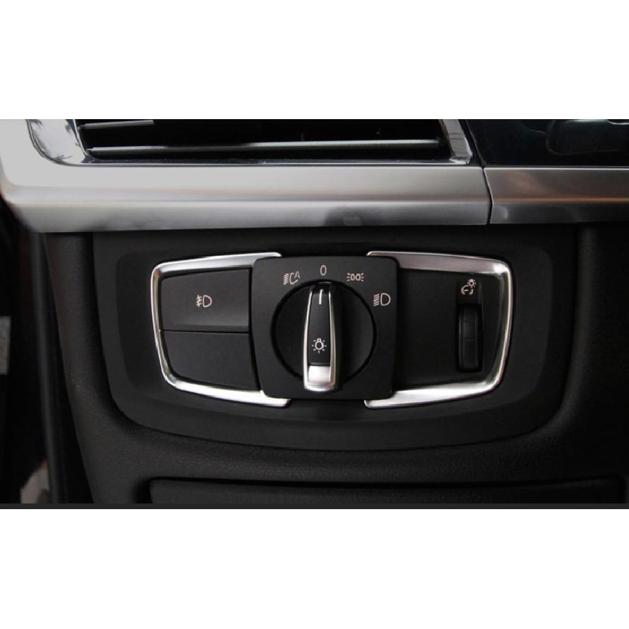 Fit For BMW X5 X6 F15 F16 2014-2018 ABS Silver Headlight Button Frame Cover Trim