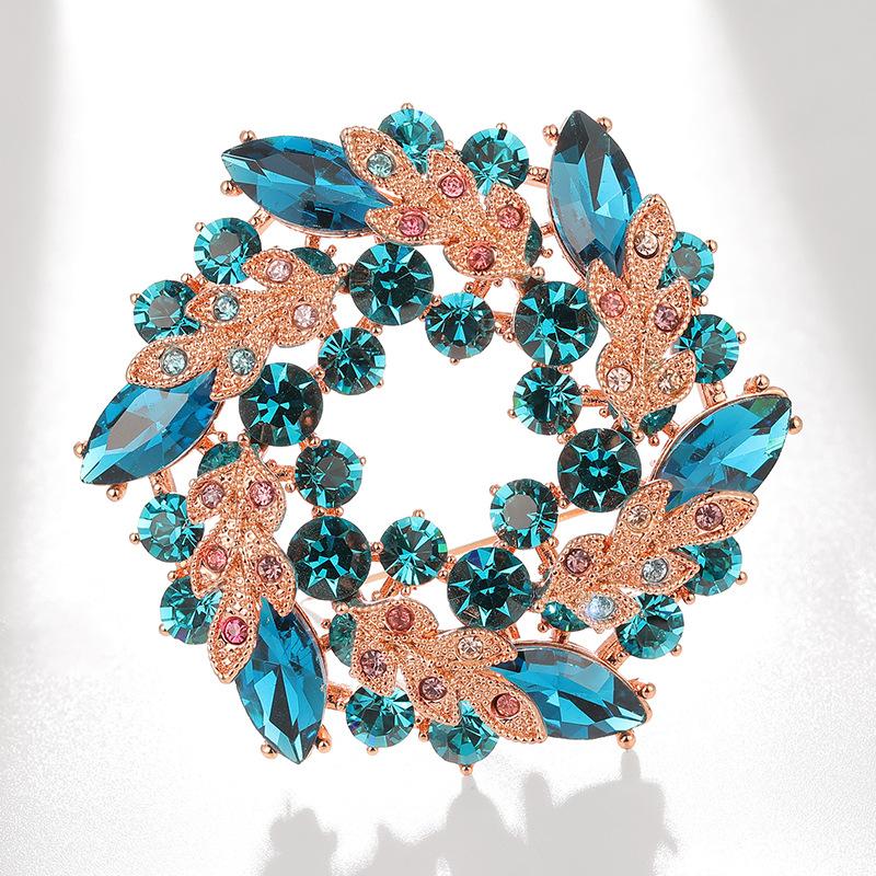

Court European and American Bauhinia Pin Color Crystal Brooch