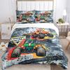 3pcs Monster Jam Monster Truck Bedding Set-Universal Three-Piece Set for Bedroom, Guest Room, Living Room, Hotel-Perfect Gift for Fans, Trav