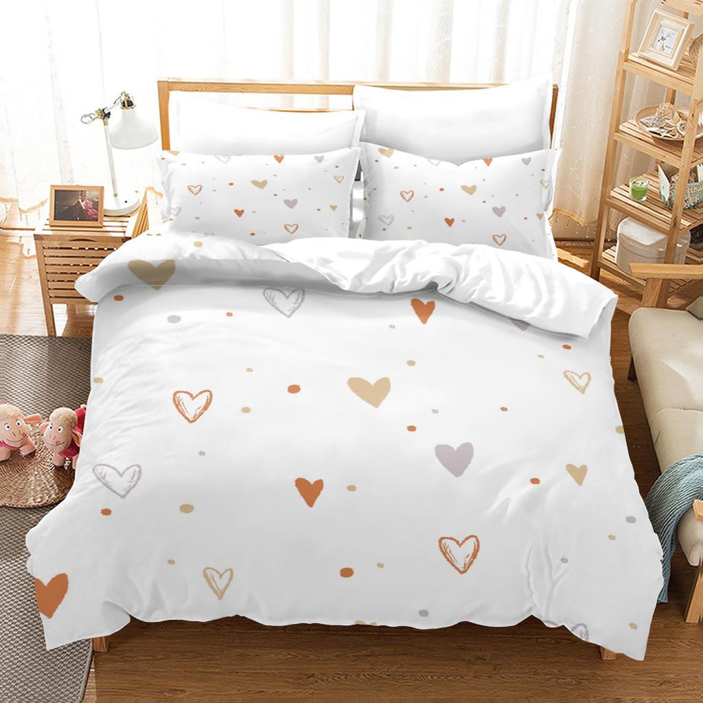 

Пододеяльник 3D Комплект постельного белья, Пододеяльник с мультяшным принтом сердец для детей, мальчиков, подростков, Микрофибра Квин для девочек, детской комнаты W90xL190cm