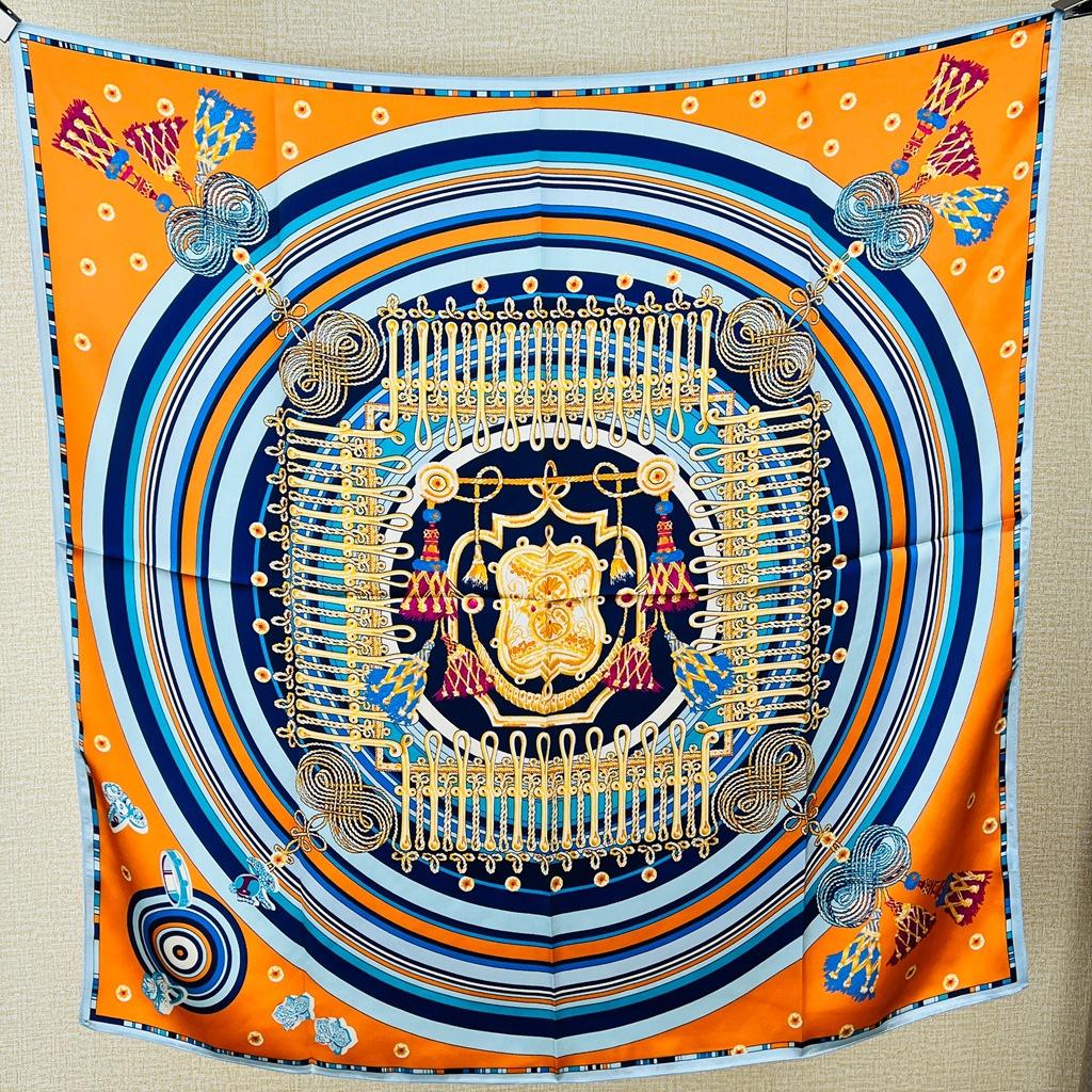 Guochao Chinese Landscape Painting Lotus Flower Versatile 100 Mulberry Silk Square Scarf Thin Shawl Women'S Silk Scarf Silk Scarf