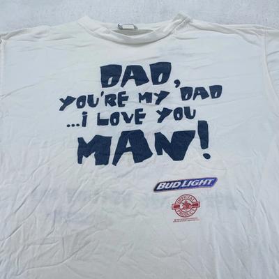 Vintage Bud Light Shirt XXL Weiß 90er Dad Ich Liebe Dich Mann Bier Stanley Desantis