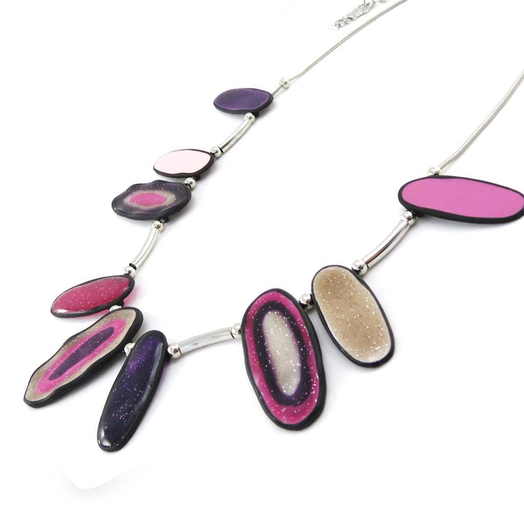 NOA [J2157] - Collier Créateur 'Coloriage' rose violet