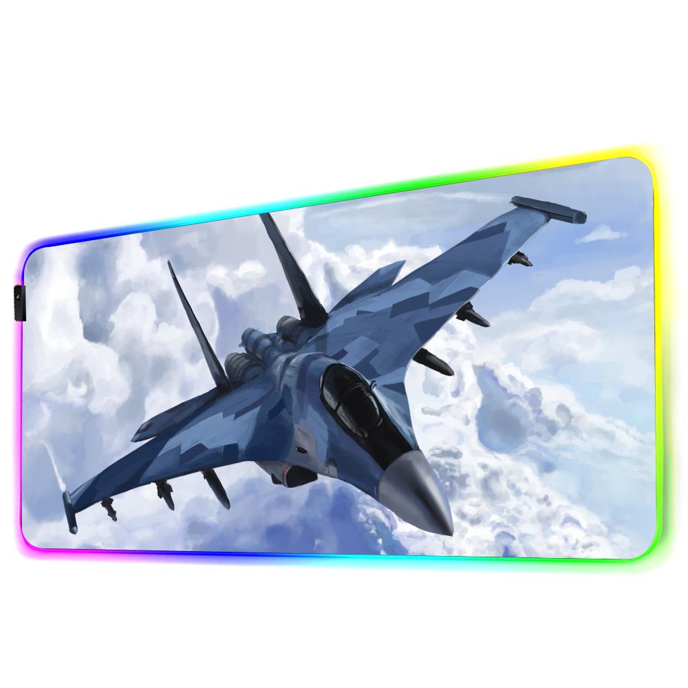 Jet Airplane Mouse Pad RGB Gaming Mousepad Big LED Pad PC Desk Mat Luminous Mouse Pad Large Keyboard Mats Table Rug With Backlit
