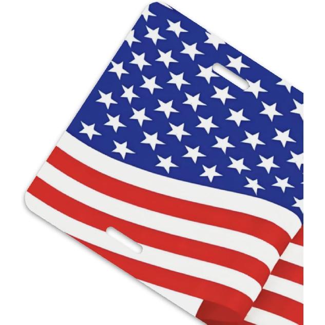 American Flag Front License Plate For Women Car Vanity Plates Decorative Aluminum Metal Cute Novelty License Plate Cover For Men 6X12 Inch (4 Holes)