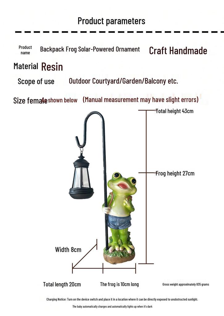 Solar-Powered Cute Frog Garden Lamp: Outdoor Decor for Courtyard, Balcony, Terrace, and Landscaping
