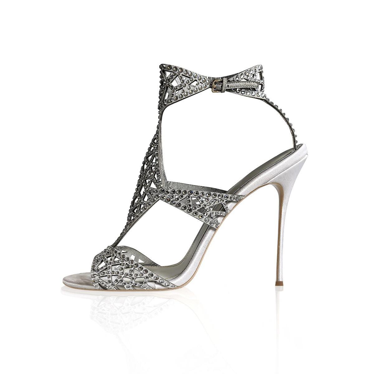 

Shiny rhinestones hollow high heels temperament open-toed sexy royal sister fish mouth word with sandals 40 срібний
