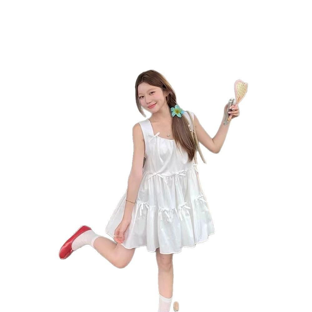 Korean chic vest dress women's summer new sweet little doll skirt pleated loose skirt